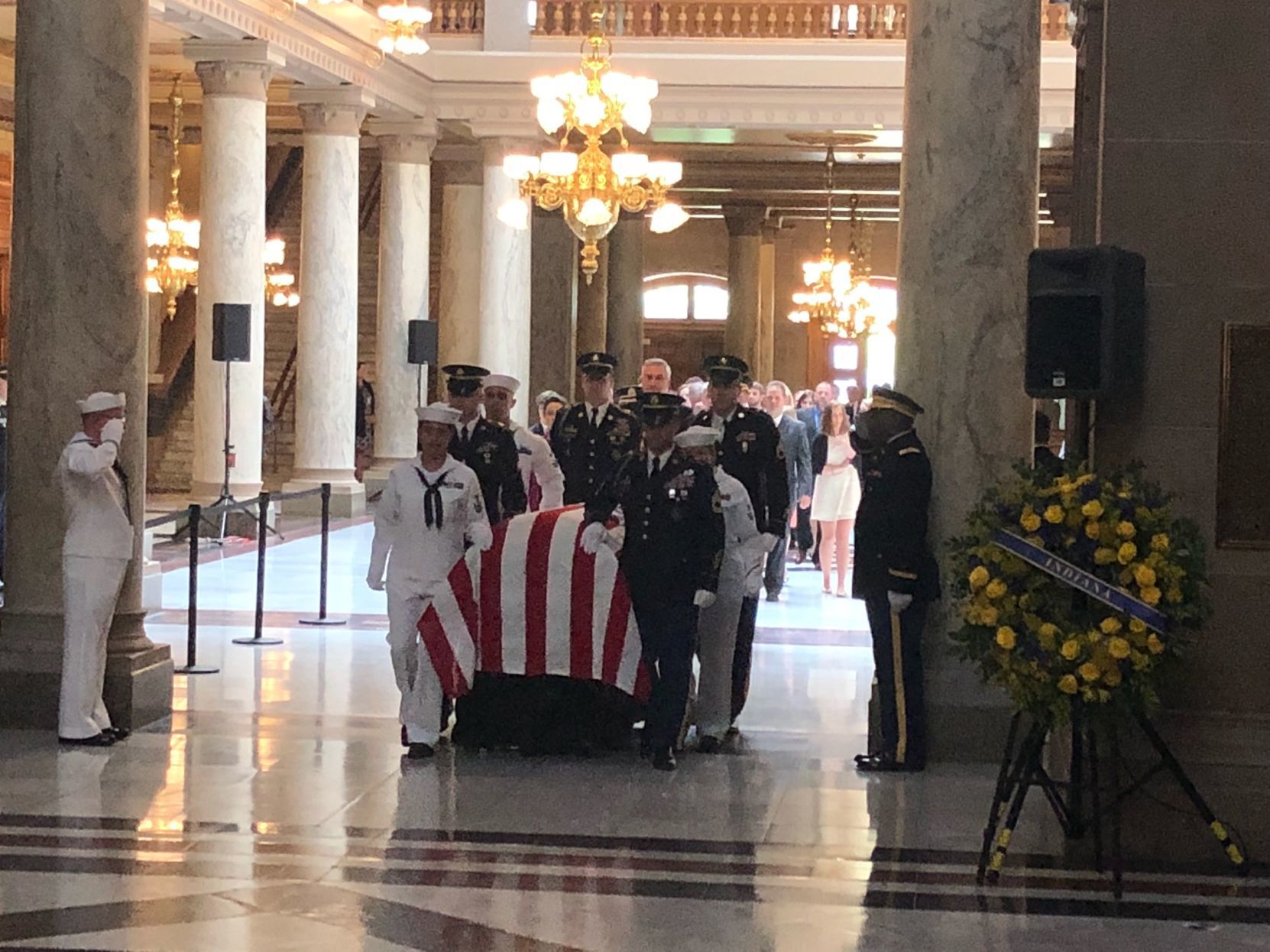 Hoosiers pay their final respects to Senator Lugar as he lie in state at the Indiana Statehouse